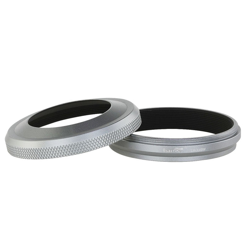 Haoge LH-X49W 2in1 All Metal Ultra-Thin Lens Hood with Adapter Ring Set for Fuji Fujifilm FinePix X70 X100 X100S X100T X100F Silver Replaces Fujifilm LH-X100 AR-X100 LH-X70 for X70 X100 X100S X100T X100F