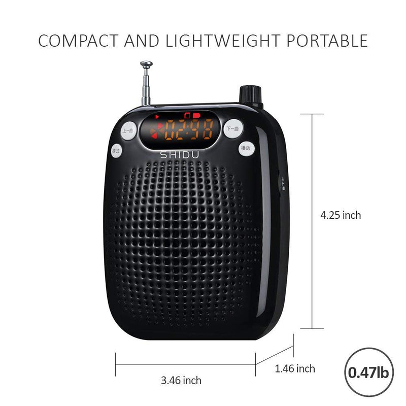 [AUSTRALIA] - Voice Amplifier, SHIDU Voice Amplifier 10W Rechargeable Portable PA System Speaker with Wired Microphone Headset Support MP3 Play for Tour Guides, Teachers, Coaches, Presentations, Costumes S18(Wired) 