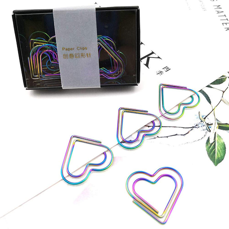Funny live Hot Plating Color Beautiful Rainbow Love Bookmarks Dazzle Beautiful DIY Paper Clips,12 Pieces per Box