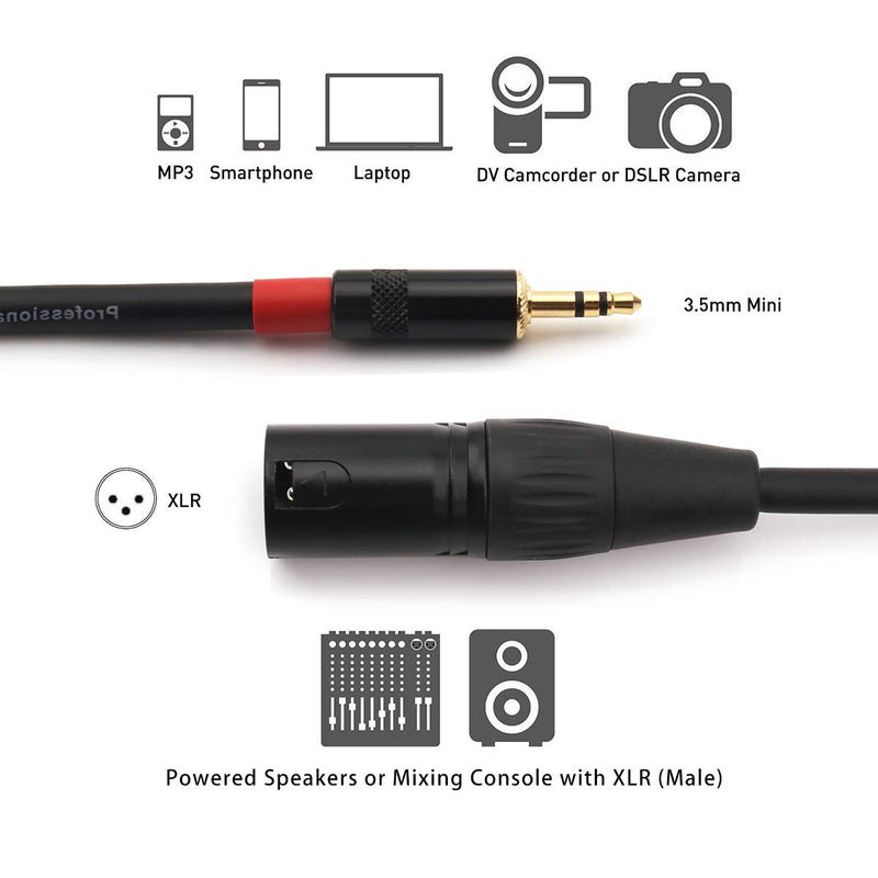 NANYI 3.5mm (1/8 Inch) TRS Stereo Male to XLR Male Interconnect Audio microphone Cable, Suitable for ipod, Mobile phone, active speakers, stage, DJ, studio audio console, 0.5M (1.6FT) 3.5 M-XLR M-1.6FT