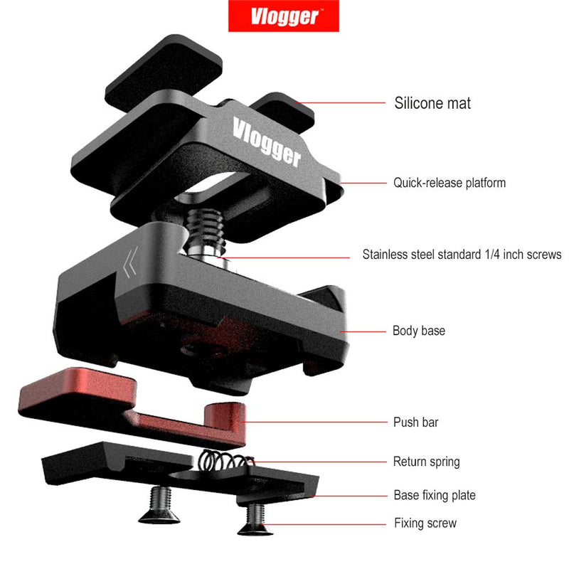 YDP Quick Release Clamp Plate Fast Loading Seat Camera Monitor Bracket Stand Head Platform Mount Base for DSLR Camera Mic Monitor Tripod Head Accessory