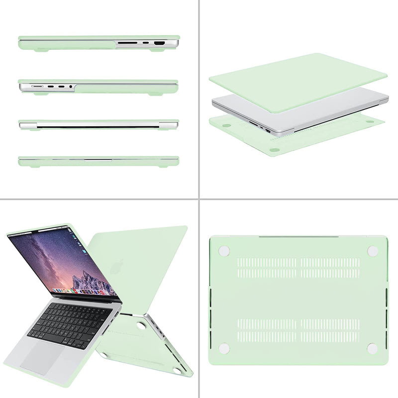 MOSISO Compatible with MacBook Pro 14 inch Case 2021 2022 Release A2442 M1 Pro/Max with Liquid Retina XDR Display Touch ID, Plastic Hard Shell&Keyboard Skin&Screen Protector&Storage Bag,Honeydew Green Honeydew Green