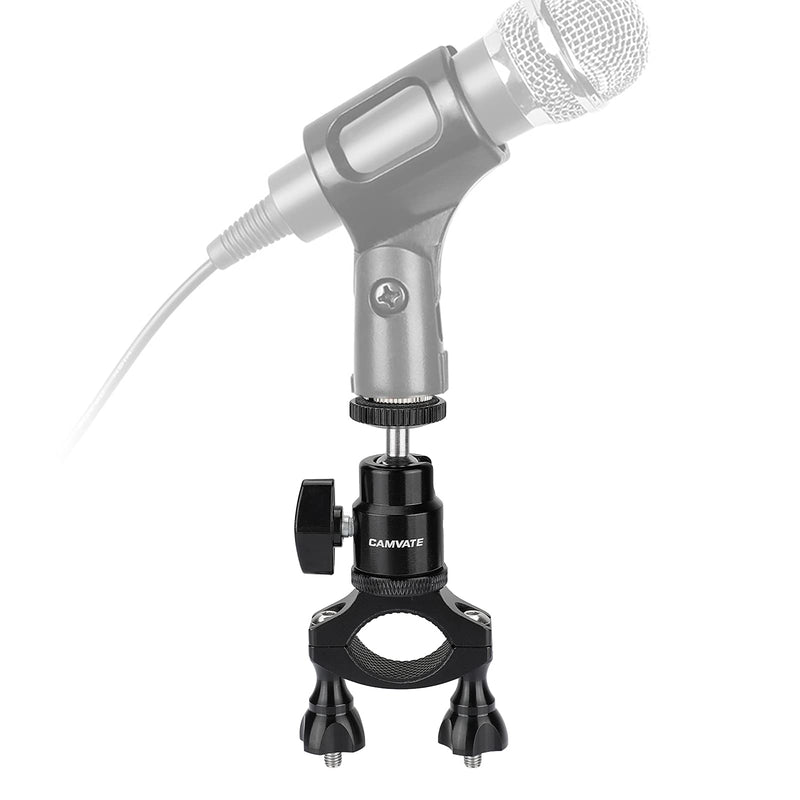 CAMVATE Rod Clamp Mount Holder (18mm -32mm) with Adjustable Ball Head & 5/8"-27 Male Thread Screw for Microphone Stand - 2856