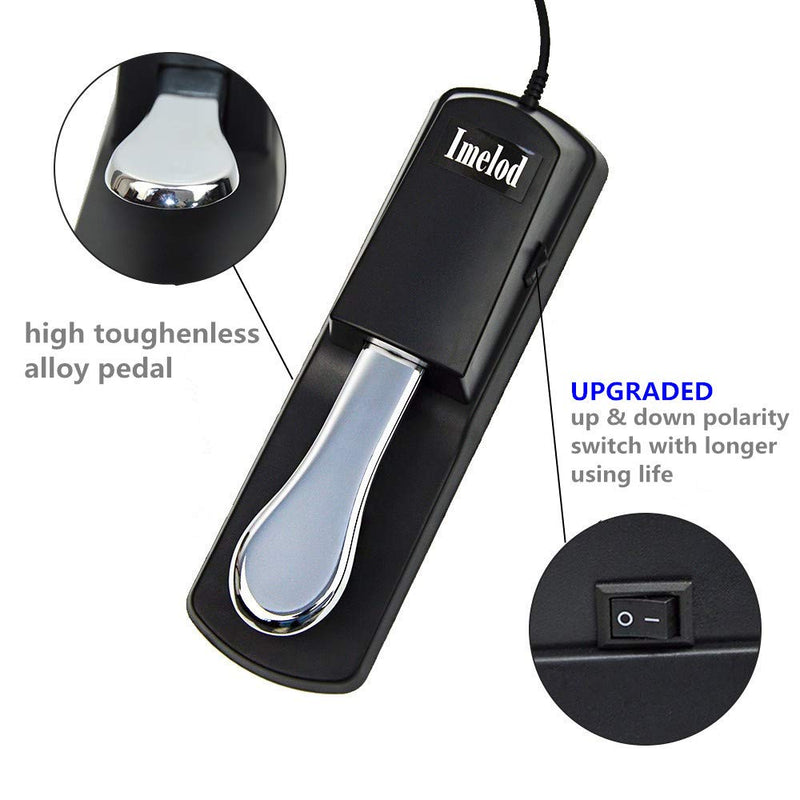 Imelod Digital Piano and Keyboard Sustain Pedal for Yamaha,Roland,Casio,Korg,Behringer,Moog - Universal Foot Pedal Black