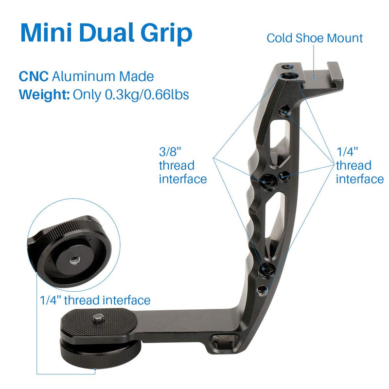 Gimbal Hand Grip Compatible for DJI Ronin S SC,Universal Handle Grip L Bracket Monitor Mount for Zhiyun Crane V2 WEEBILL/Moza AirCross/Hohem/Feiyu AK2000 4000 Gimbal Accessories Option 1