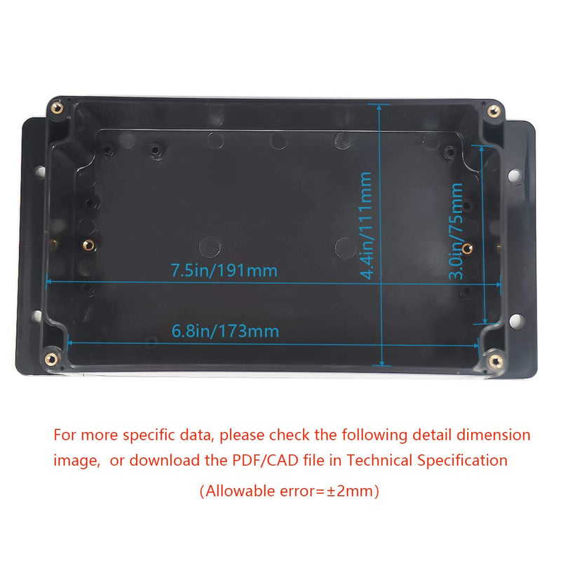 Junction Box, Zulkit Project Box Waterproof Dustproof IP65 ABS Universal Electrical Boxes Enclosure with Fixed Ear Black 7.87 x 4.72 x 2.95 inch (200 x 120 x 75 mm)(Pack of 2) 7.87" x 4.72" x 2.95"(Pack of 2)
