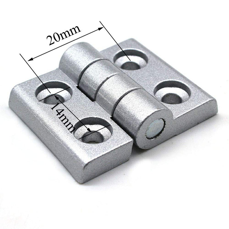 PZRT Aluminum Profile Hinge Install Kit, 2 x Zinc Alloy Hinge,8 x M5 T-Nuts, 8 x M5 Hex Socket Flat Head Screw,for 2020 Serie 6mm Slot Aluminum Profile Extrusion Frame