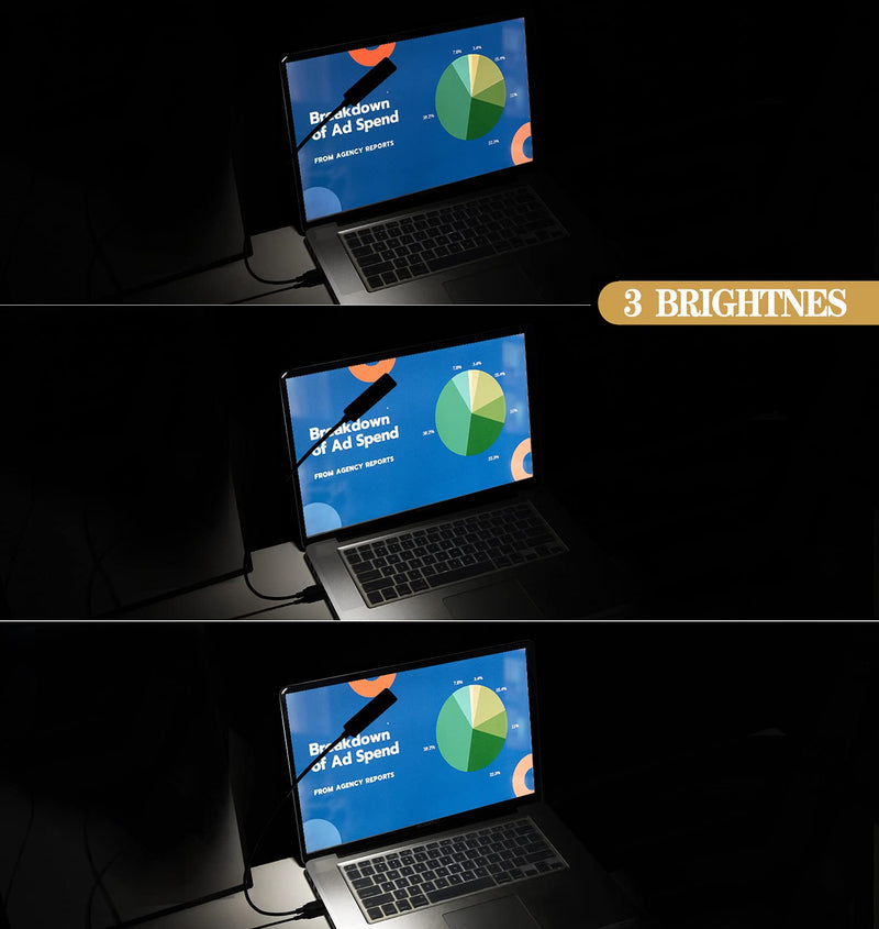 USB Reading Light, Laptop Light,Keyboard Light for Computer Adjustable Gooseneck, 3 Color x 3 Brightness USB Lamp/1pc + 3pcs Mini LED Lights (1 + 3)
