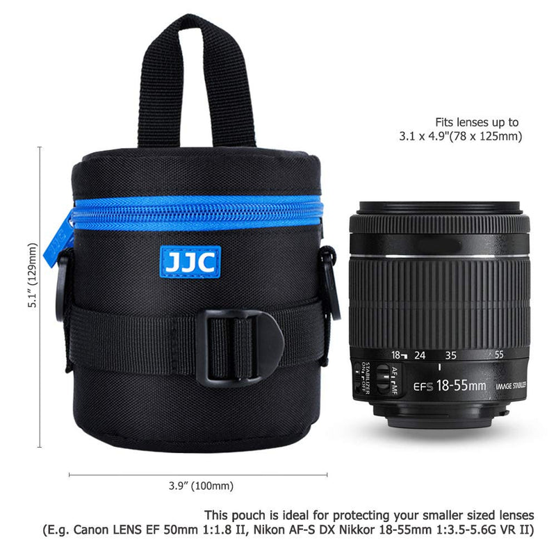 JJC Deluxe Lens Case Pouch for Canon EF-S 18-55mm/EF-S 10-18mm/EF 50mm,Nikon AF-S 18-55mm/AF-P 18-55mm/Nikkor 50mm,Fuji Fujinon XF 18-55mm/XF 23mm/XF 16mm and other Lens below 3.07" x 4.92"(D x L) S Size