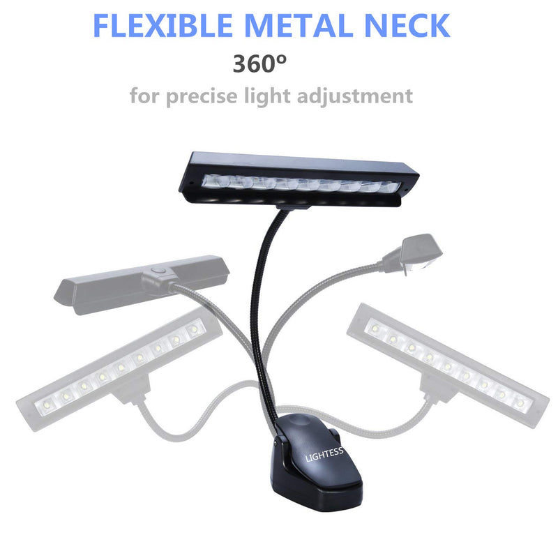 Lightess Music Stand Lights Clip on Book Lights Piano LED Reading Lamp USB Desk Lamp, Black