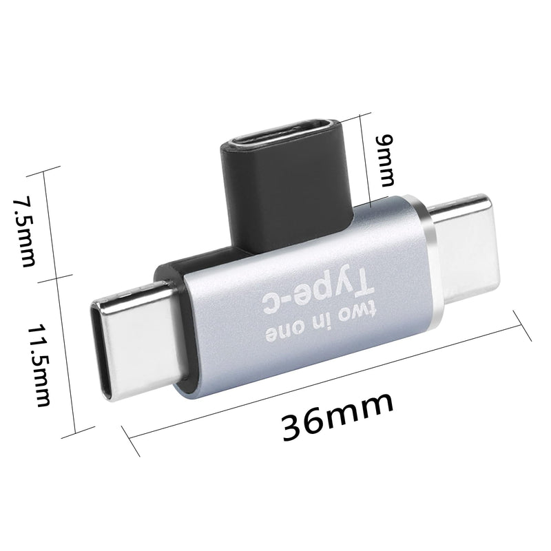 GELRHONR 2 in 1 USB C Adapter,USB Type-C Female to Dual Male Splitter Support 5V3A Fast Charging 3.1Gen1 5Gb Data Transfer for Type-C Devices-2Pack