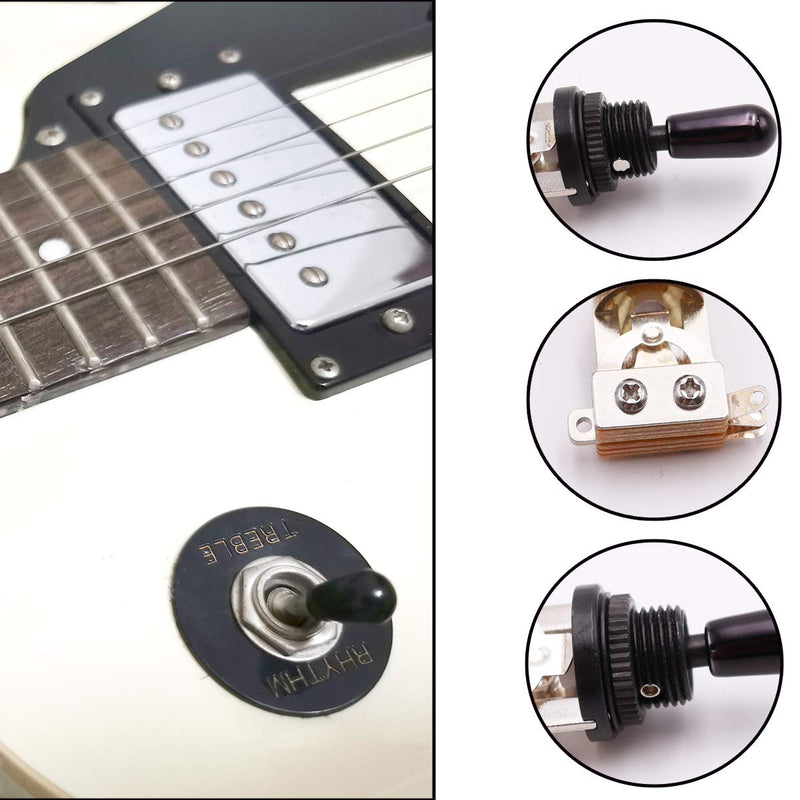 smseace 3 Way Guitar Toggle Switch Pickup Selector Black metal hat replaceable Black switch tip Short Straight Guitar Toggle Switch Pickup Selector JTB-BK