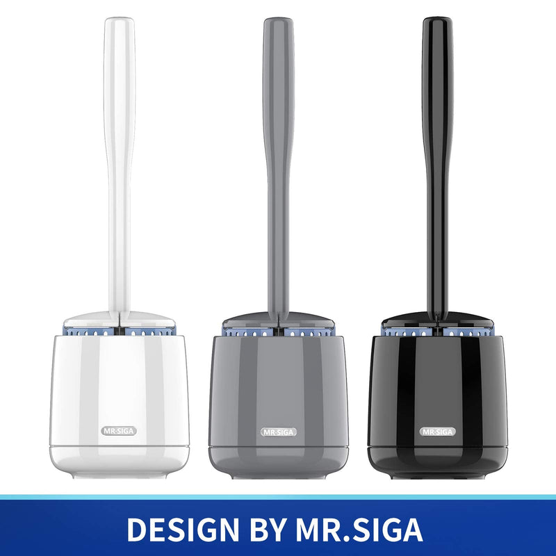 [AUSTRALIA] - MR.SIGA Toilet Bowl Brush and Holder, Premium Quality, with Solid Handle and Durable Bristles for Bathroom Cleaning, White, 1 Pack 