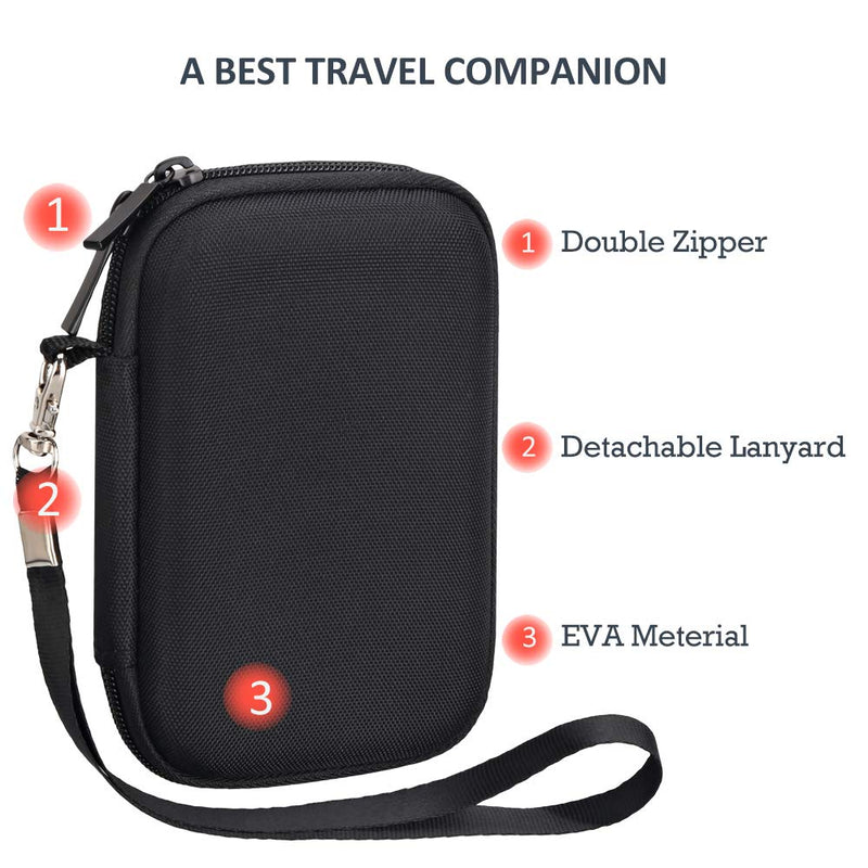 Lacdo Hard Carrying Case for SanDisk Extreme Portable External SSD 250GB 500GB 1TB 2TB / G-Technology G-Drive Mobile SSD External Storage USB-C 3.1 External Solid State Drives Protective Travel Bag Black EVA