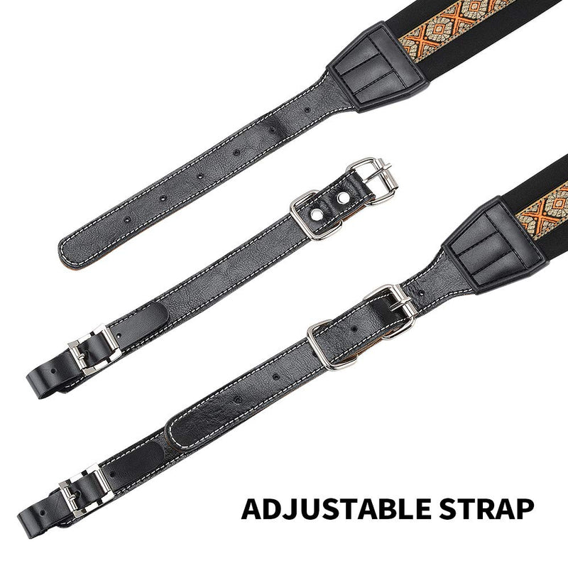 [AUSTRALIA] - Accordion Straps, Soft Padded Adjustable Accordion Genuine Leather Ends Shoulder Straps for 16-120 Bass, Set of 2 (Retro Style) Retro Style 