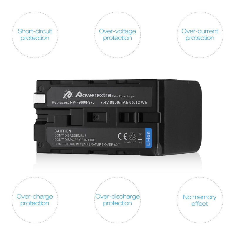 Powerextra 2 Pack Replacement Sony NP-F970 Battery Compatible with Sony DCR-VX2100, DSR-PD150, DSR-PD170, FDR-AX1, HDR-AX2000, HDR-FX1, HDR-FX7, HDR-FX1000, HVL-LBPB, HVR-HD1000U, HVR-V1U, HVR-Z1P