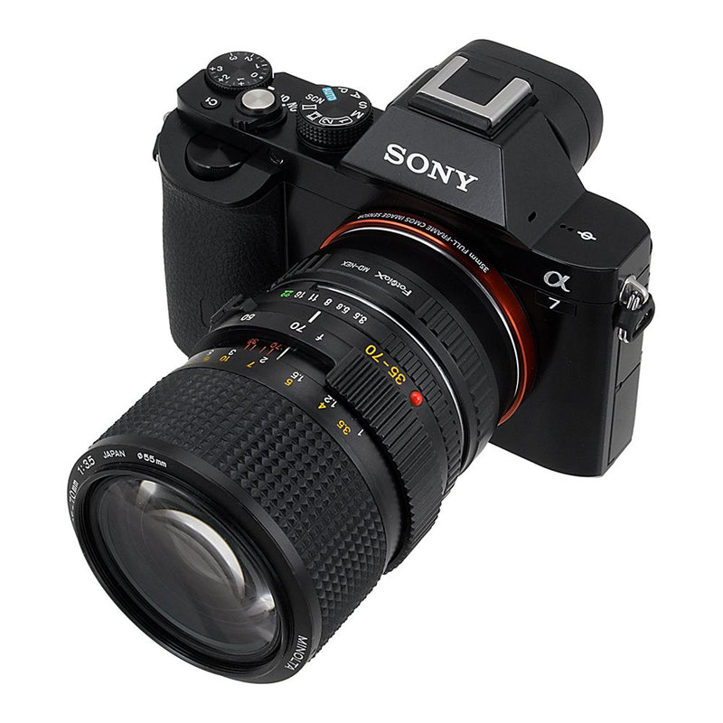 Fotodiox Lens Mount Adapter, Minolta MD/MC/SR Rokkor Lens to Sony Alpha NEX E-mount Camera, fits Sony NEX-3, NEX-5, NEX-5N, NEX-7, NEX-7N, NEX-C3, NEX-F3, Sony Camcorder NEX-VG10, VG20, FS-100, FS-700 Standard