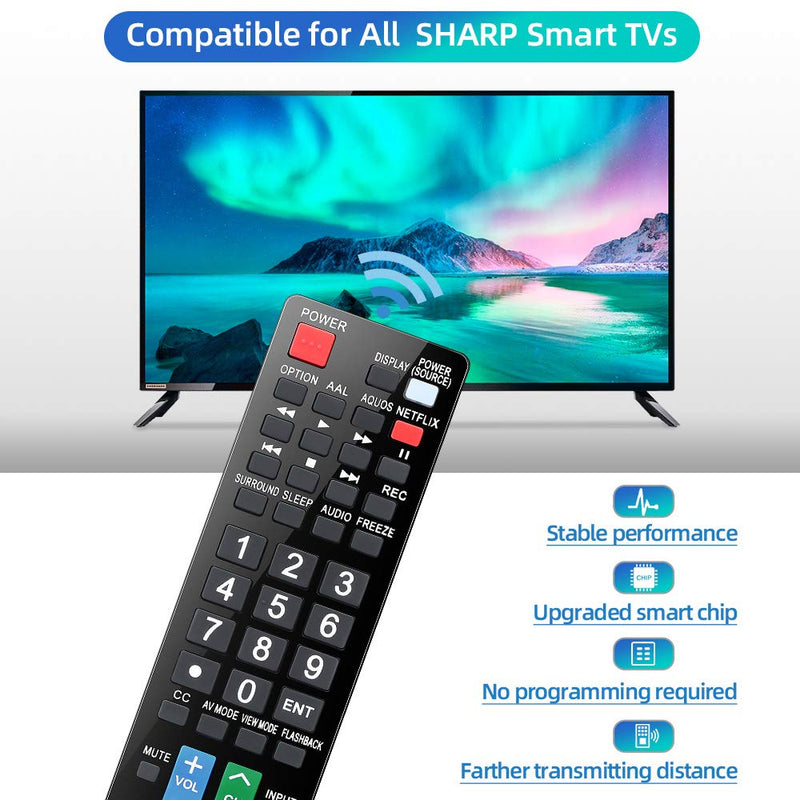 Gvirtue Universal Remote Control Compatible Replacement for Sharp AQUOS Smart TV/ HDTV/ 3D/ LCD/ LED, GB004WJSA GA935WJSA GB004WJSA GJ221-C GB118WJSA