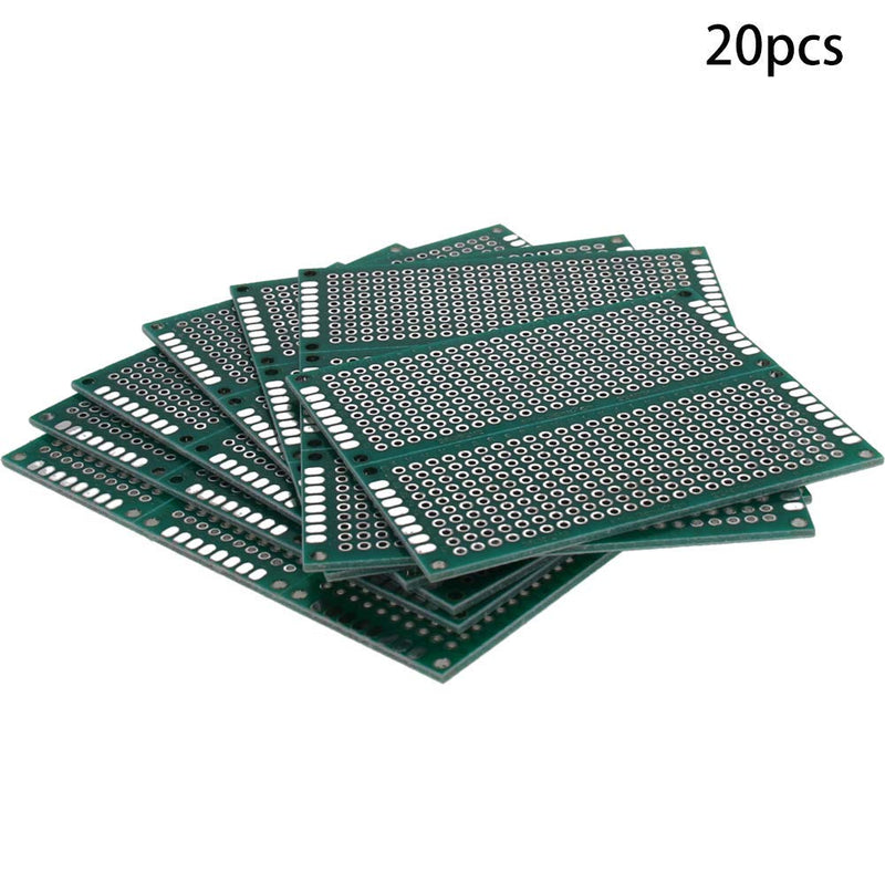 Heyiarbeit 20Pcs 3x7cm Double Sided PCB Board Tinned Through Holes Universal Printed Circuit Proto Board for DIY Soldering Electronic Projects Practice Test Circuit