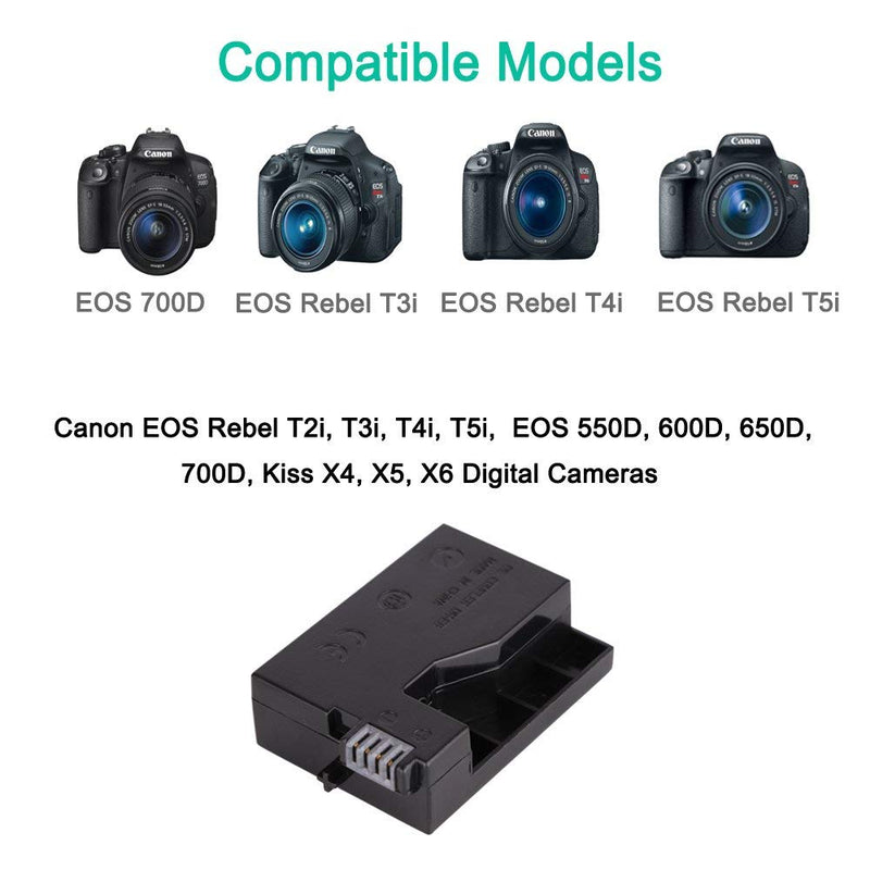 ACK-E8 USB Power Adapter kit, DR-E8 DC Coupler Replace of LP-E8 Battery for Canon EOS Rebel T5i T4i T3i T2i Kiss X6 Kiss X5 Kiss X4 700D 650D 600D 550D Cameras.