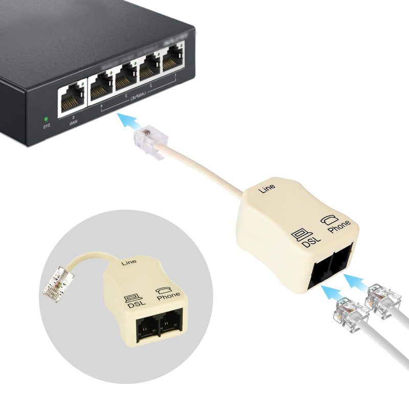 Phone Jack Splitter, In-line DSL Splitter Filter for Phone Line (1 Pcs)