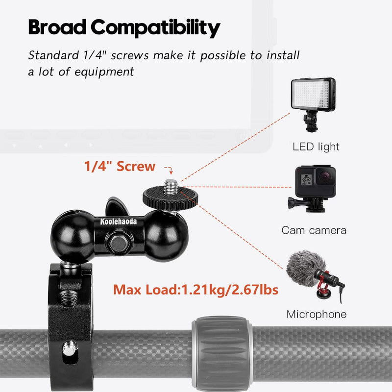 koolehaoda Double Ballhead Ball Arm Camera Clamp Mount Monitor Mount Bracket with Crab Clamp for Ronin M Ronin MX Freefly MOVI Microphones(Double Ball head-2pcs) Double Ball head-2pcs