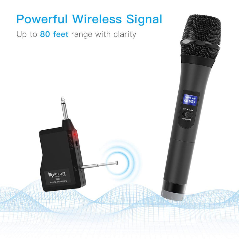 [AUSTRALIA] - Wireless Microphone,Fifine Handheld Dynamic Microphone Wireless mic System for Karaoke Nights and House Parties to Have Fun Over The Mixer,PA System,Speakers-K025 