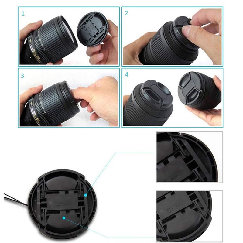 52mm Lens Cap Center Snap on Lens Cap Suitable Suitable &for Nikon/for Canon/for Sony etc,Compatible with All Brands Any Lenses Ø52mm with Camera. 52mm