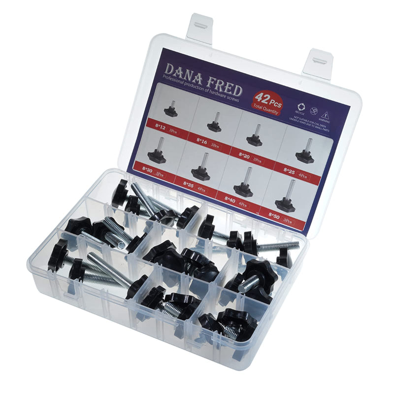 M8 Nylon Black Plastic Replacement Star Hand Knobs with Steel Tightening Screws Standard Metric Handle Thread Stud Bolt Hardware