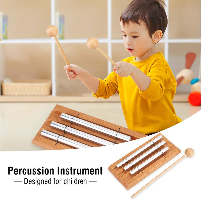 DERCLIVE Meditation Chime 3-Tone Percussion Instrument with Mallet Musical Education Toy for Children Kids Toddle