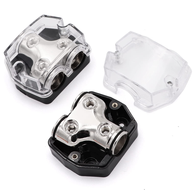 2PCS TuoLauthon 2 Way Power Distribution Block 1x0GA in / 2x 0GA Out Circuit Protector Distribution Connecting Blocks for Car Audio Splitter 1in&2out