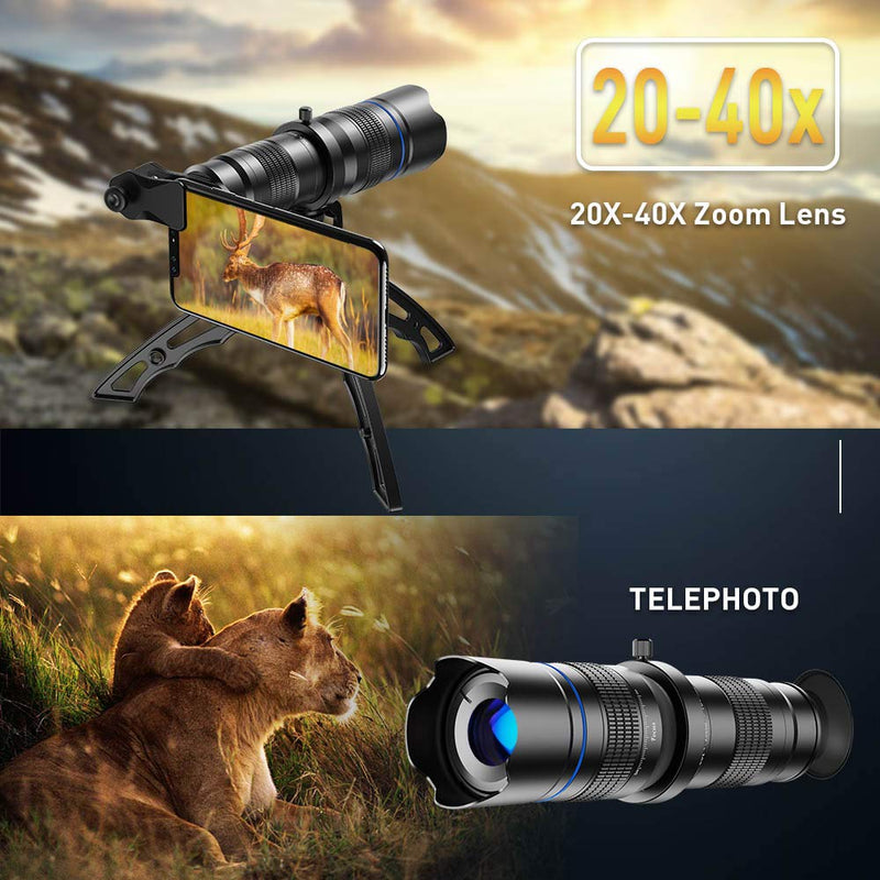 MIAO LAB HD 20-40X Zoom Lens with Tripod Telephoto Mobile Phone Lens Telescope for iPhone13 Samsung Other Smartphones Hunting Camping Sports