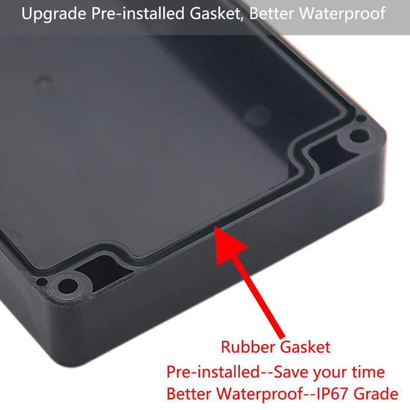 YETLEBOX Watertight Junction Box, IP67 Waterproof Project Box Durable ABS Plastic Electronic Enclosure Case for DIY Electrical Project Black 9.06" x 5.91" x 3.35"(230 x 150 x 85 mm) 9.06" x 5.91" x 3.35"