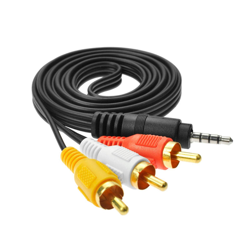 Apoi 3.5mm Male Audio Stereo Jack to 3 RCA Female AV Camcorder Adapter Connector Extension Cable for Audio Video AUX Port - 4.9ft