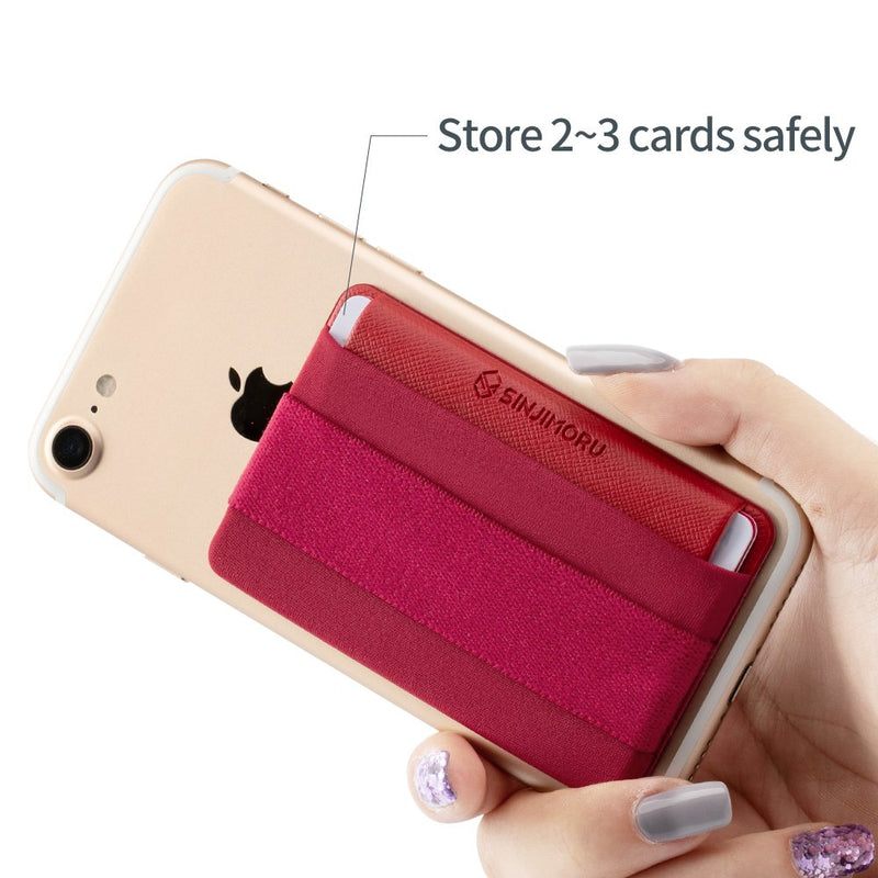 Sinjimoru Phone Grip Credit Card Holder with Flap, Secure Stick-On Wallet as Phone Finger Strap Adhesive ID Card Case for iPhone Case. Sinji Pouch B-Flap Beige