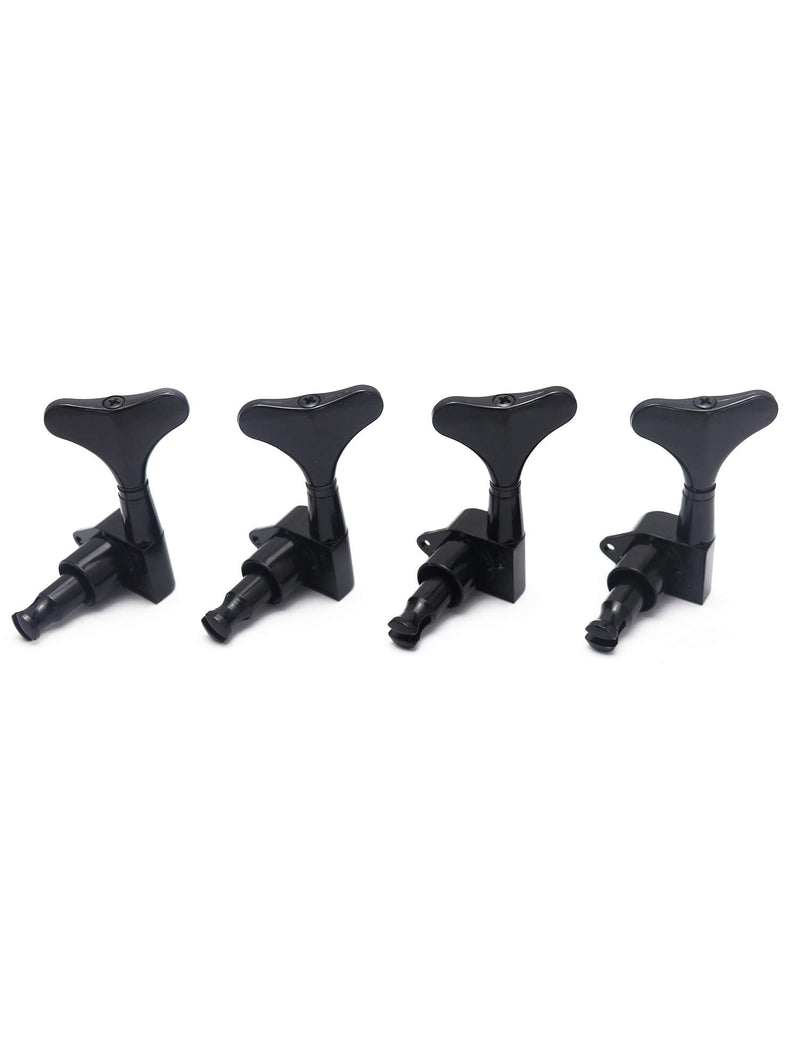 Metallor Guitar Sealed Tuners Tuning Pegs Machine Heads 4 In Line for Right Hand 4 String Bass Guitar Black. Black-02