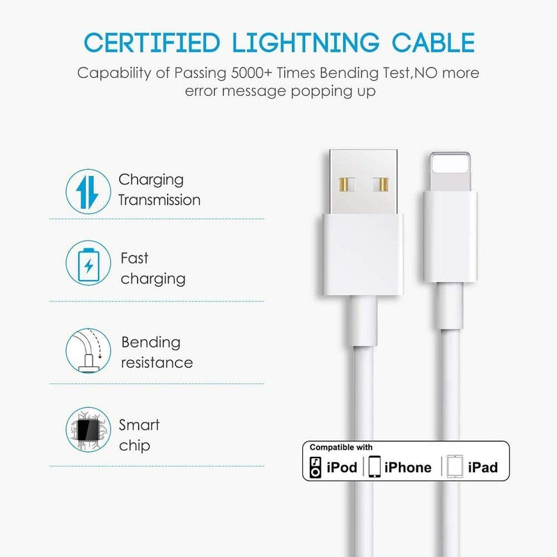 [Apple MFi Certified] iPhone Original Charger, DESOFICON 2 Pack 3FT Lightning to USB Fast Charging Sync Transfer Cable with USB Wall Charger Travel Plug Compatible with iPhone 12/11/XS/XR/X 8 7/iPad