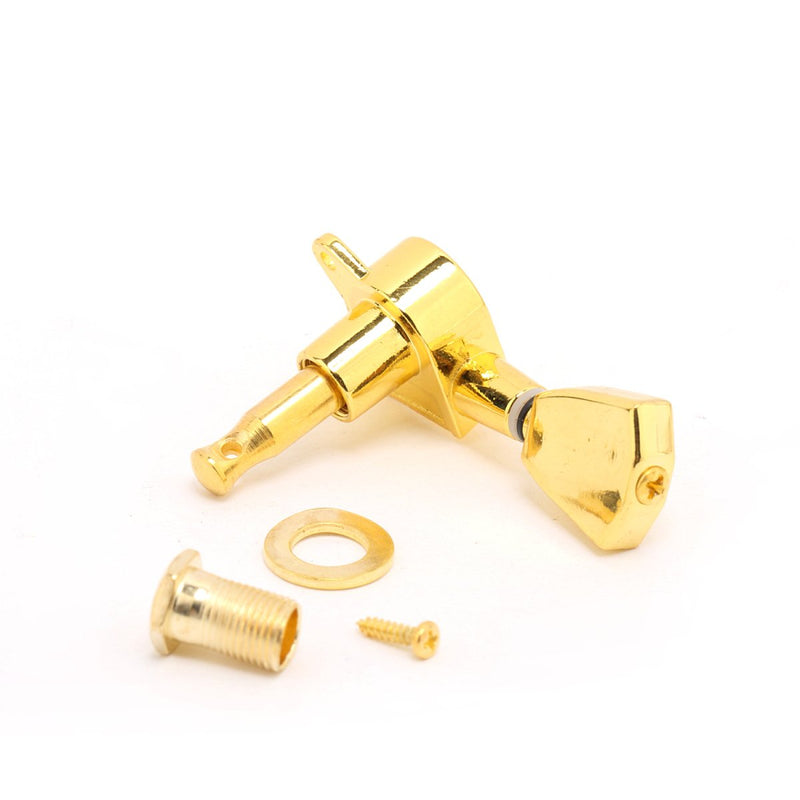 Musiclily 3+3 Sealed Guitar Tuners Tuning Pegs Keys Machine Heads Set for Electric/Acoustic Guitar, Keystone Button Gold