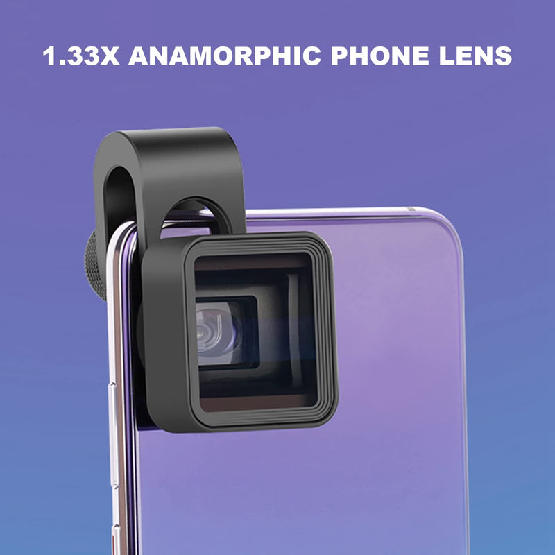 Mobile Anamorphic Lens,1.33X Mobile Phone Wide Screen Deformation Filmmaking Lens,for Smartphones,Easy to Install