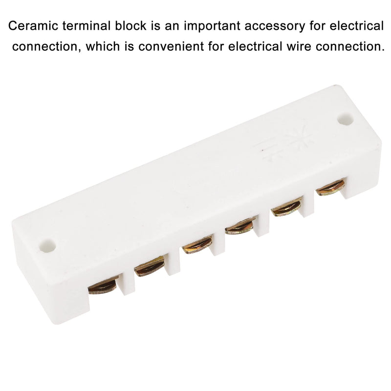 MECCANIXITY Porcelain Ceramic Terminal Block 6 Way High Temperature 96.5x23x20mm for Wire Connector