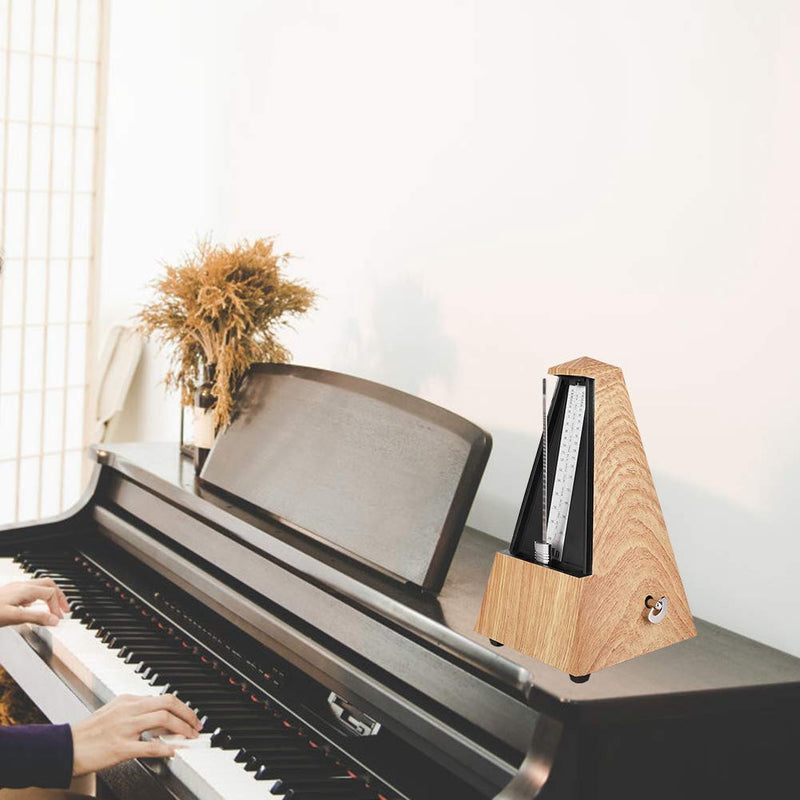 [AUSTRALIA] - Dilwe Metronome, Mechanical Metronome Guitar Piano Drum Instrument Tower Type Metronome Musical Accessory (Shallow Wood Grain) Shallow Wood Grain 