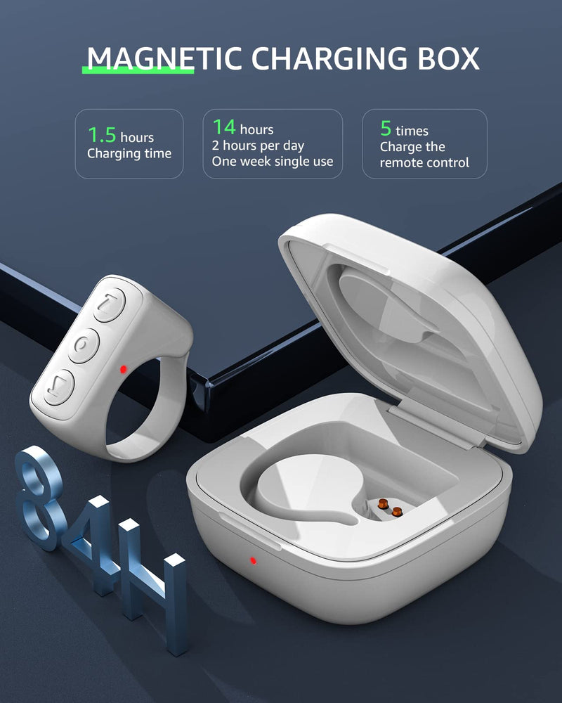 TIK Tok Bluetooth Remote Control Wireless Page Turner Tiktok Scrolling Control Rechargeable with Ring Design for iPhone Android Ipad Cell Phone (White) White
