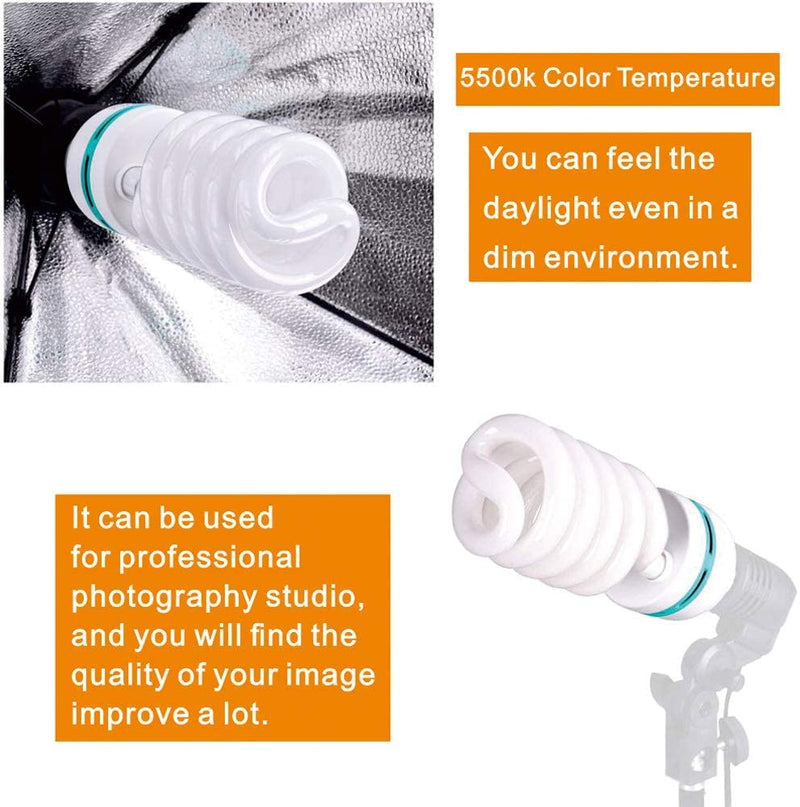 [AUSTRALIA] - 2pcs 135W Light Bulb 5500K CFL Daylight Spiral Softbox Lighting Kit Bulb in E27 Socket for Photography Photo 