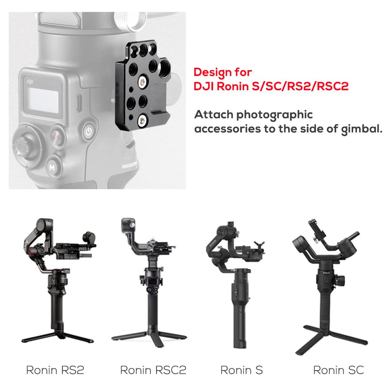 EaxanPic Side Extension Plate Mount for DJI Ronin S/SC/RS2/RSC2,Monitor Holder Mount with 1/4 3/8 Threaded Holes Cold Shoe Mount, Stabilizer Extension Plate for Video Light, Microphone, Monitor