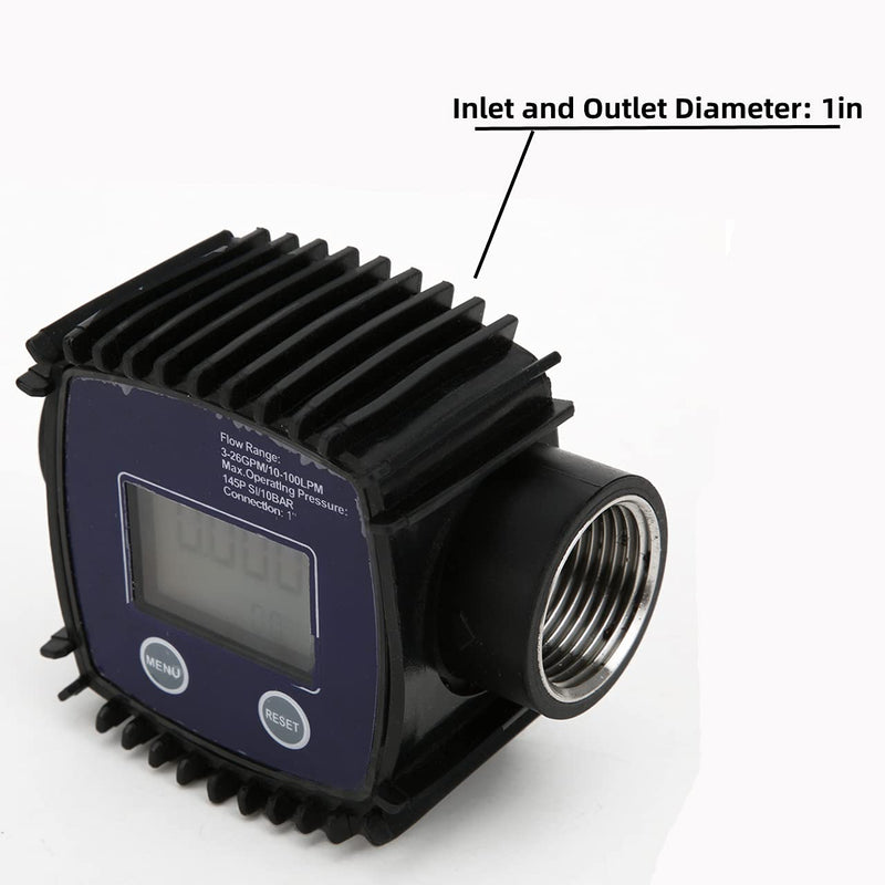 Flow Meter, K25 1 in Female Thread Flowmeter Digital Display Liquid Flow Sensor 10-120L/MIN, for Petroleum, Chemical, Pharmaceutical(Blue) Blue
