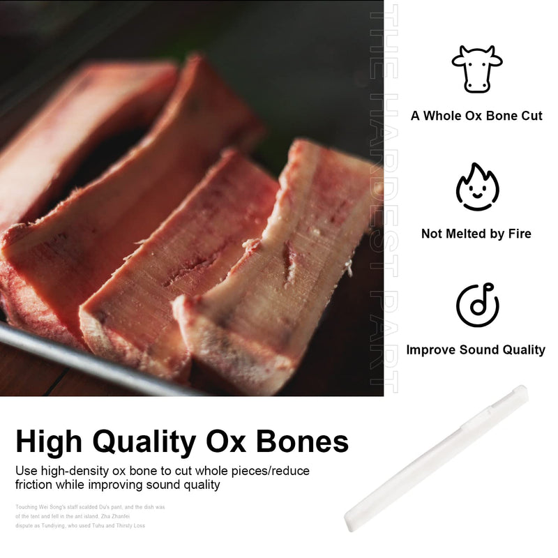 MAXCHEER 6 String Acoustic Guitar Bone Bridge Saddle and Nut Made of Real Bone (2 set Acousitc Bone Saddle and Nut) 2 set Acousitc Bone Saddle and Nut