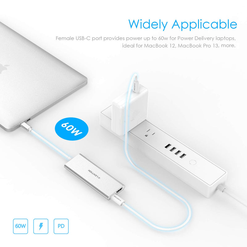 LENTION USB-C Multi-Port Hub with 4K HDMI Output, 4 USB 3.0, Type C Charging Adapter Compatible 2020-2016 MacBook Pro 13/15/16, New Mac Air & Surface, Chromebook, More (CB-C35, Silver)