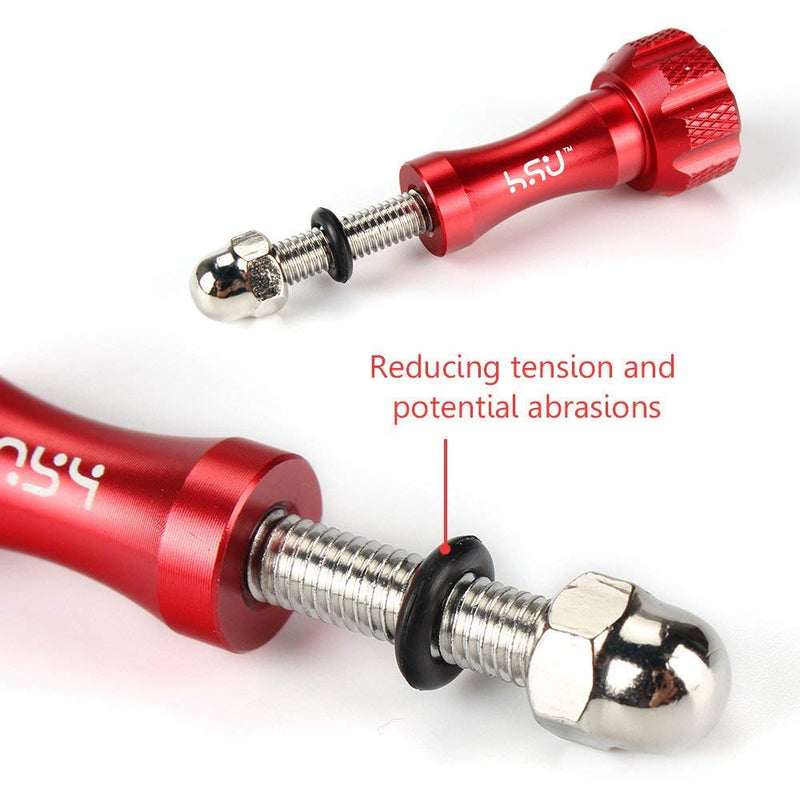 HSU Aluminum Thumbscrew Set + Wrench for Gopro Session, Hero 10, 9, (2018),Hero 8,7,6, 5, 4, 3+, 2, 1, AKASO Campark and Other Action Cameras (3pcs,Red) Thumbscrew Set + Wrench(Red)