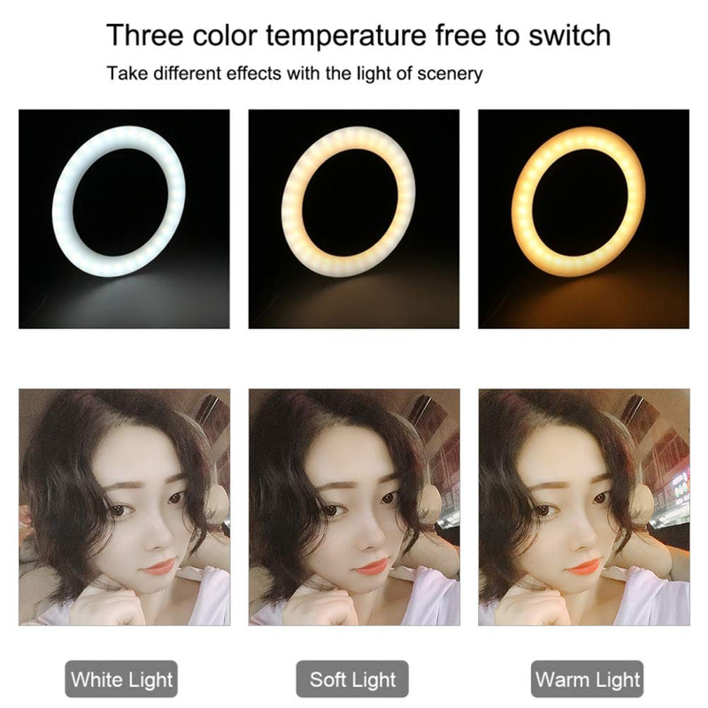 LED Ring Photography Fill Light,72pcs LED Beads 26 LM 3200K-6500K 3 Color Lighting Mode Adjustable Brightness USB Shooting Live Broadcast Video Round Fill Lamp,with 1/4'' Screw/360° PTZ