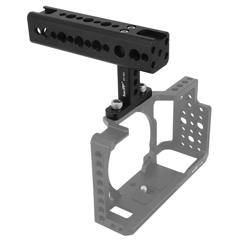 Haoge HT-T01 Top Handle Grip with 1/4 3/8 Screw Holes and Cold Shoe Mount for Camera Cages